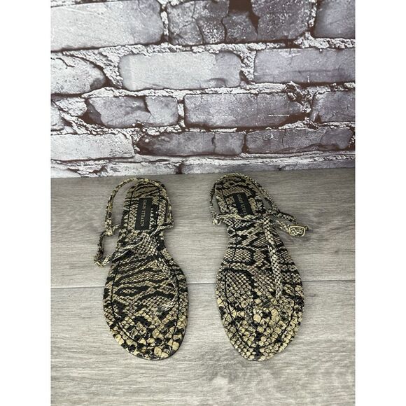 Collin Stuart Ivory Leather Snake Skin Print Strap Sandals Women’s Sz 9M US/40EU - Picture 3 of 16